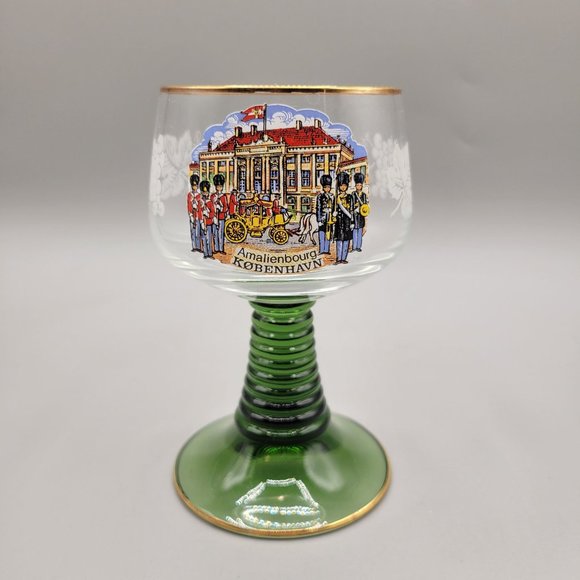 German Sweet Wine Glass Souvenir of Amalienbourg Museum Copenhagen Denmark - Picture 1 of 7